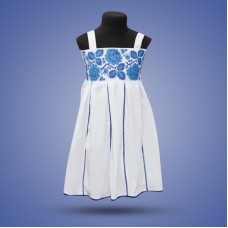 Embroidered sleeveless dress for girl "Rose" blue